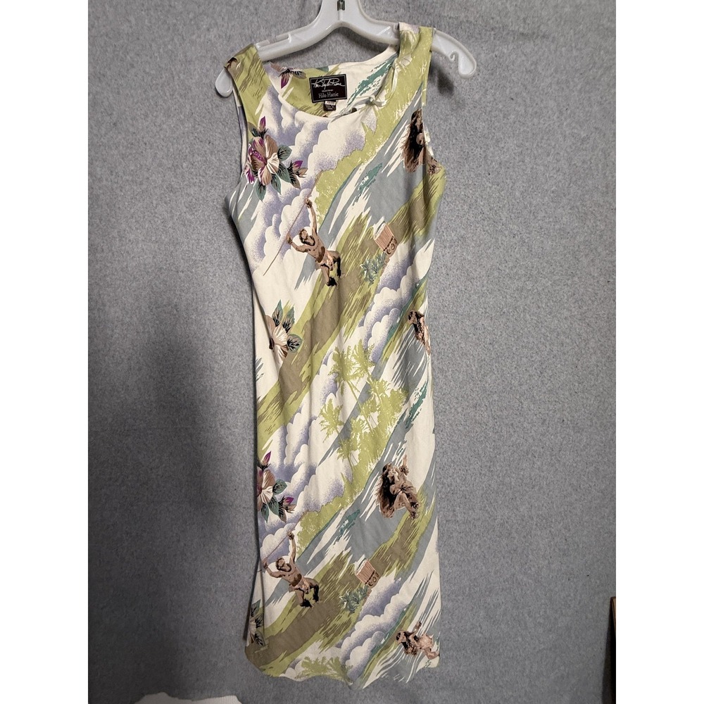 Hilo Hattie Dress Womens S Hawaiian Floral Scenic Rayon Midi Sundress Tropical‎